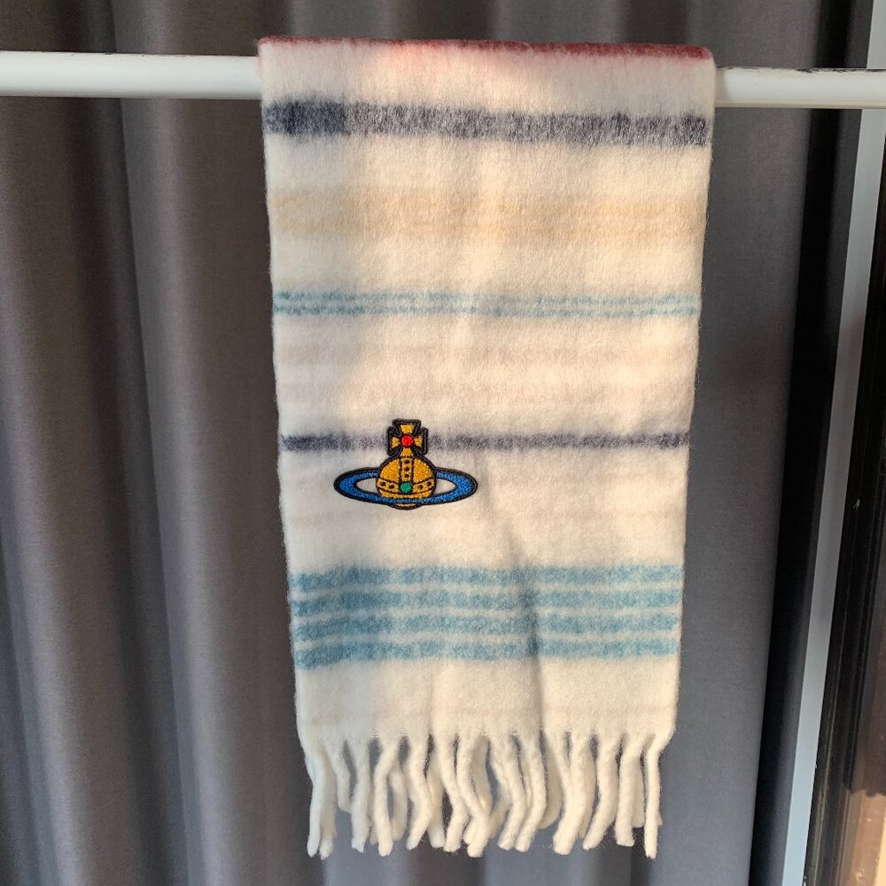 Vivienne Westwood Alpaca Wool Scarf Orb Logo Stripe